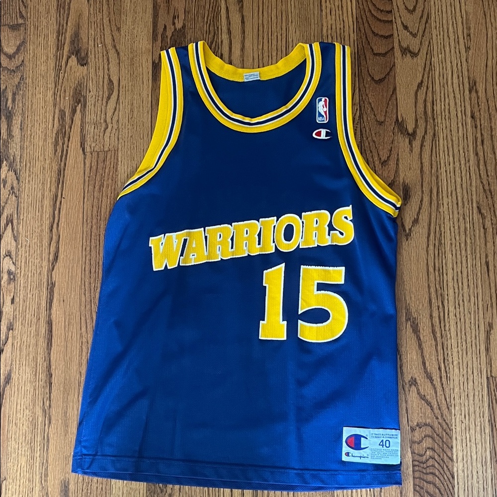 Champion Blue and Yellow Warriors Jersey - Sprewell